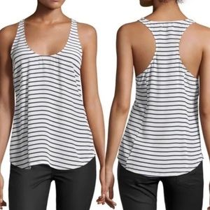 Joie Mariner Stripe Drew B Racerback Silk Tank Top - Small